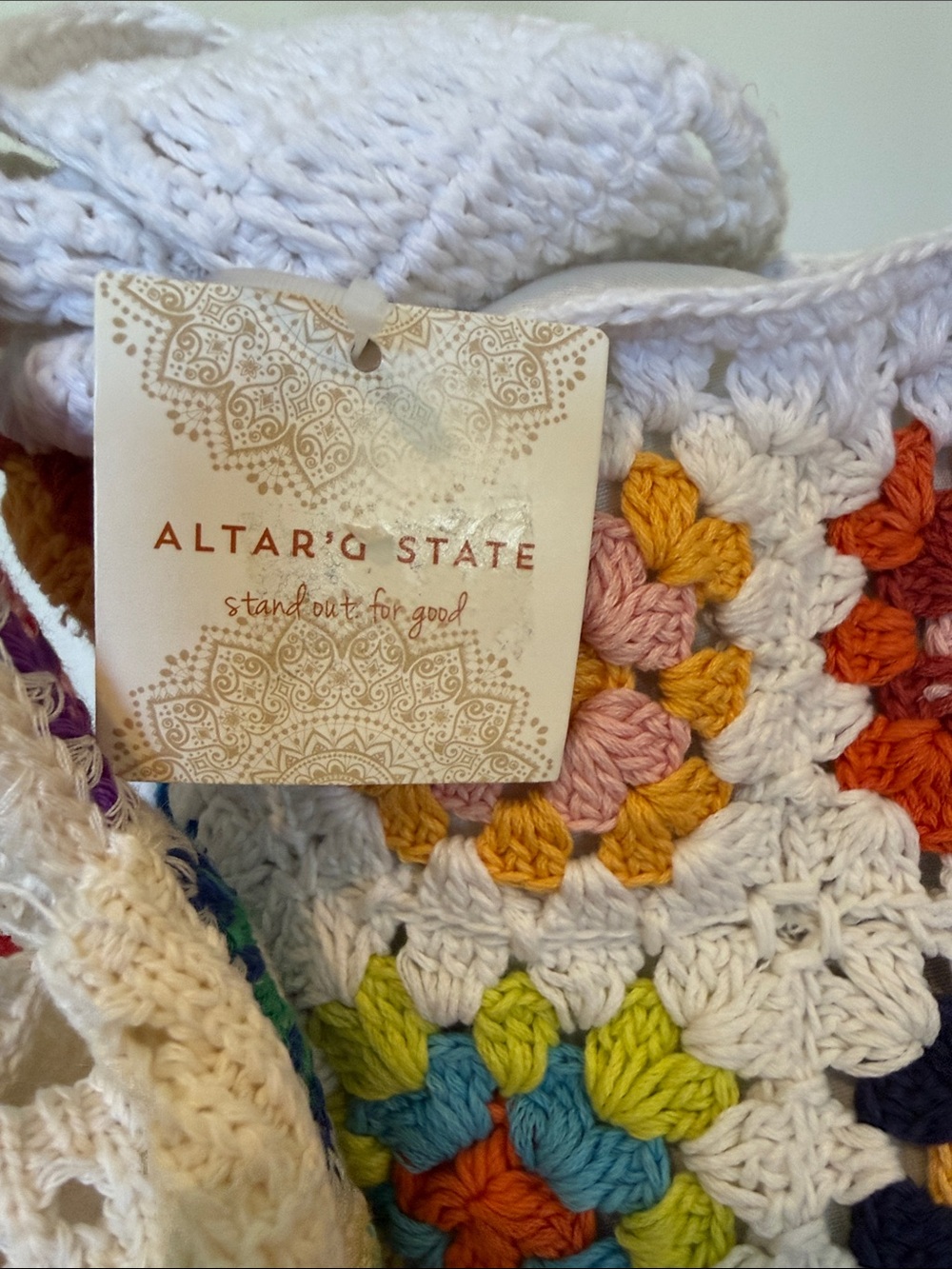 Altar’s state and Handmade 2 Crochet White Tote Bag with Colorful Strap - Picture 2 of 15